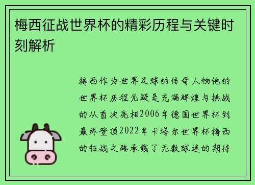 梅西征战世界杯的精彩历程与关键时刻解析